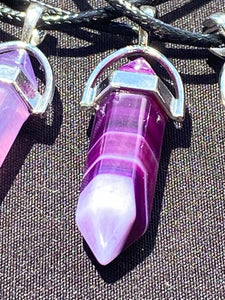 Purple Line Crystal Necklace (16 inch chain)