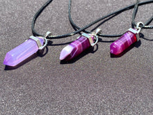 Load image into Gallery viewer, Purple Line Crystal Necklace (16 inch chain)