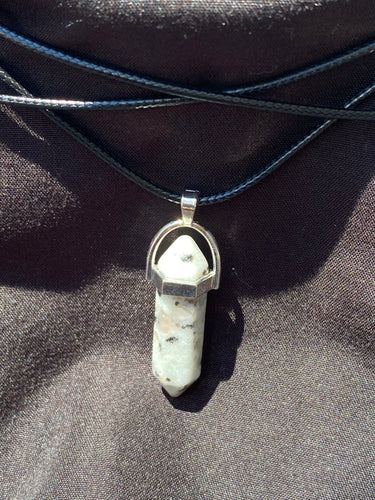 Kiwi Jasper Crystal Necklace (16 inch chain)