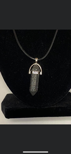 Lava Stone Crystal Necklace (16 inch chain)