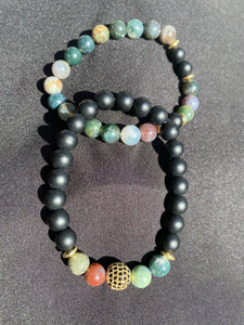 Matte Black Onyx Bracelet set