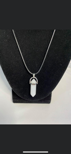 White Jade Crystal Necklace (16 inch chain)