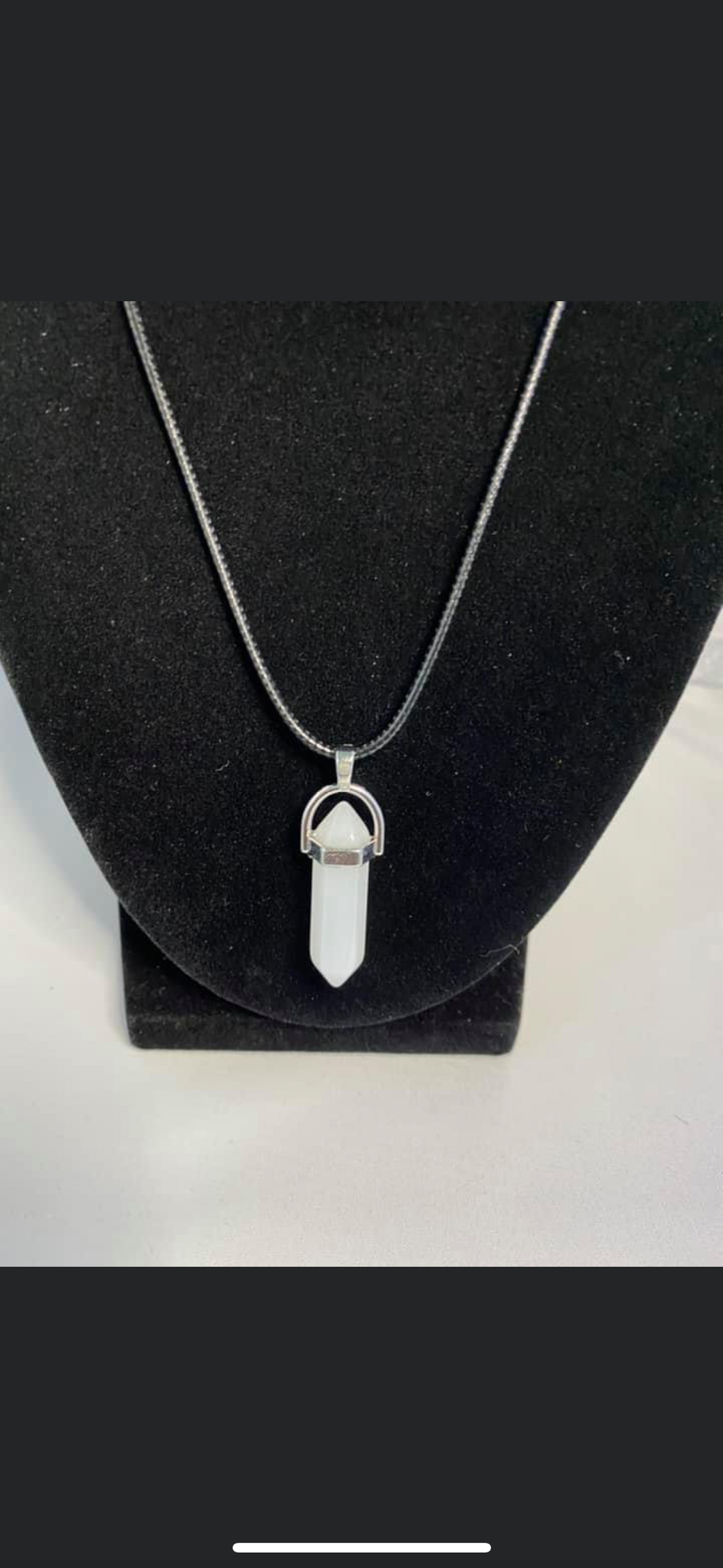 White Jade Crystal Necklace (16 inch chain)