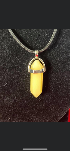 Yellow Jade Crystal Necklace (16 inch chain)