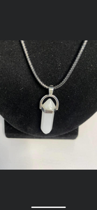 White Jade Crystal Necklace (16 inch chain)