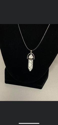 White Howlite Crystal Necklace (16 inch chain)