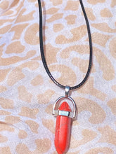 Load image into Gallery viewer, Red Turquoise Crystal Necklace (16 inch chain)