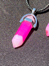 Load image into Gallery viewer, Pink quartz Crystal Necklace (16 inch chain)