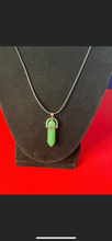 Load image into Gallery viewer, Green Jade Crystal Necklace (16 inch chain)