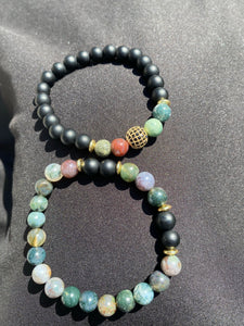 Matte Black Onyx Bracelet set