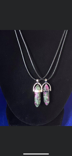 Ruby Zoisite Crystal Necklace (16 inch chain)