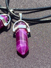 Load image into Gallery viewer, Purple Line Crystal Necklace (16 inch chain)