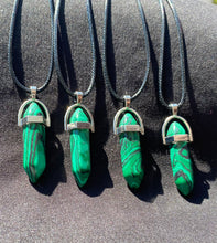 Load image into Gallery viewer, Malachite Crystal Necklace (16 inch chain)