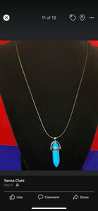 Turquoise Crystal Necklace (16 in chain)